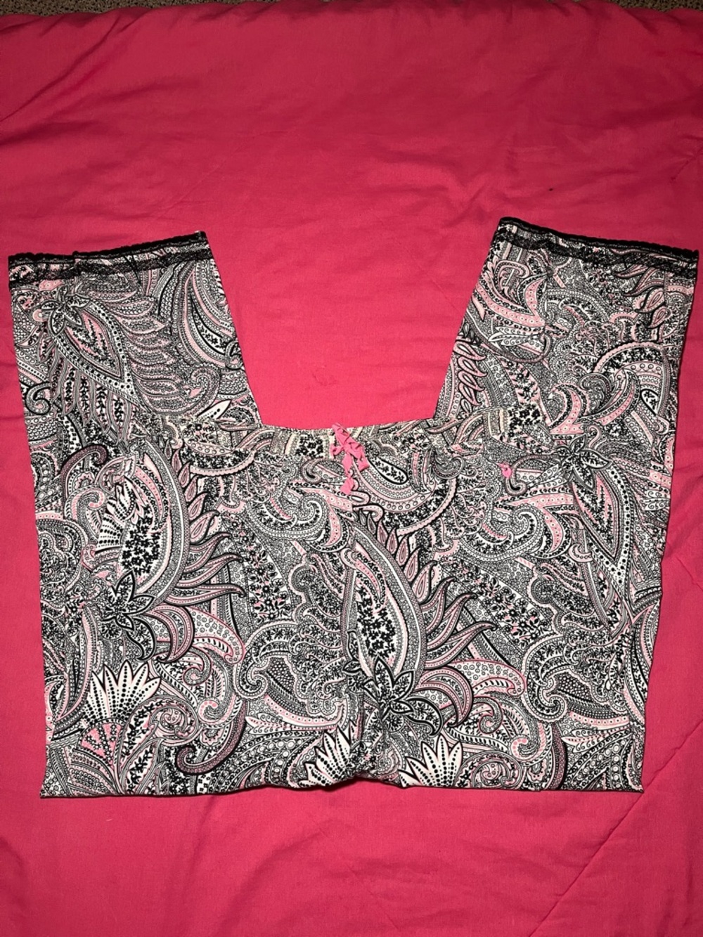 Victoria’s Secret Pink Black Paisley PJ Pants Women’s Medium